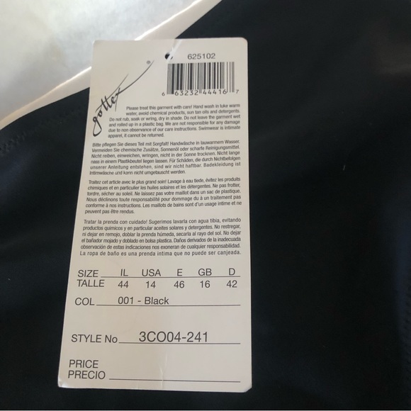 New Gottex Tankini Swim Bottom Black Swimsuit Bottom Sz 14 - Picture 5 of 6